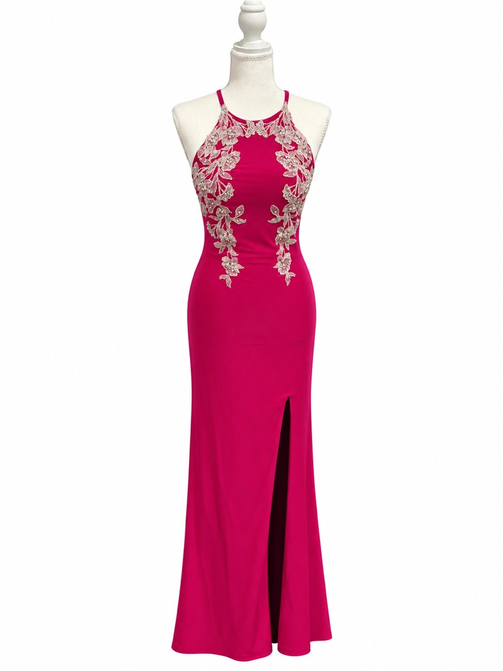 Camille La Vie Pink Silver Embellished Formal Maxi Dress Size 2